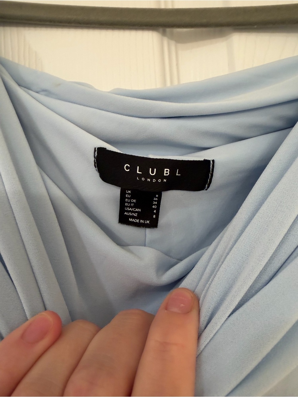 Off-Shoulder Light Blue Maternity Maxi Gown - Picture 6 of 6